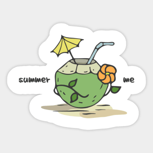 Hand Drawn Illustrations Summer Me Tropical Drink Summer Vacation Gift Sticker